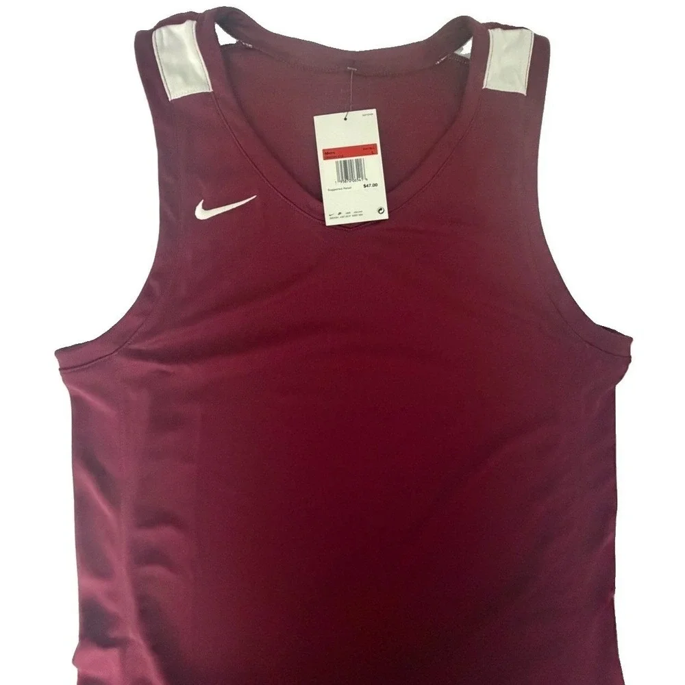 Nike Men's Basketball Burgundy Dri-Fit Stock Overtime practice Jersey Size L New